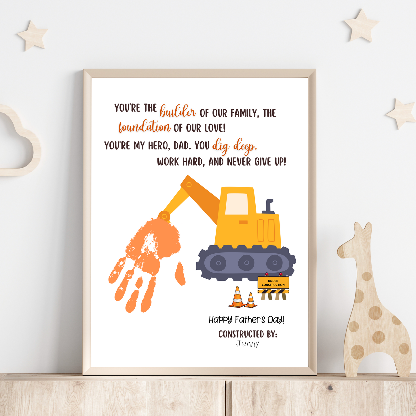 Fathers Day Handprint Craft for Kids Printable DIY Dad Card Hand Art Activity Personalized Birthday Gift from Baby Toddler Preschool Daycare