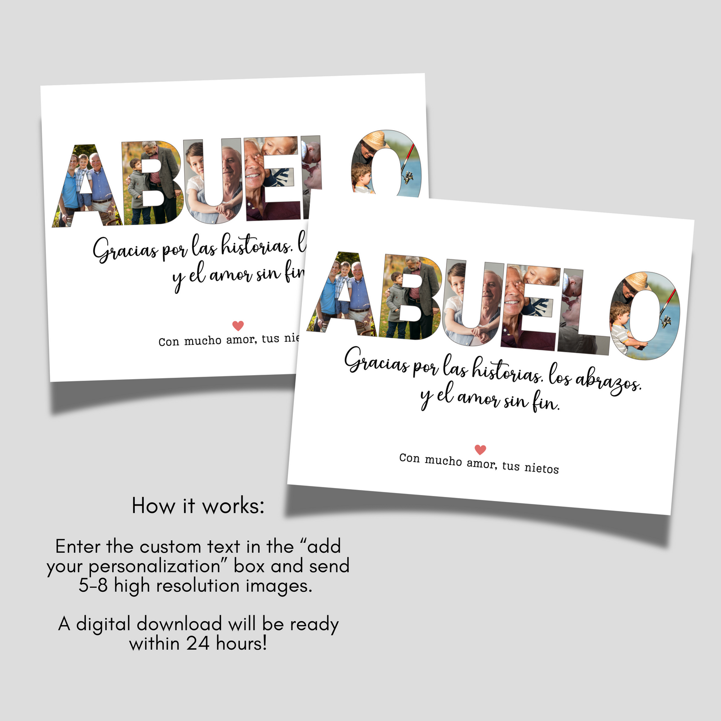 Custom Abuelo Photo Collage Printable, Personalized Grandpa Gift from Grandkids