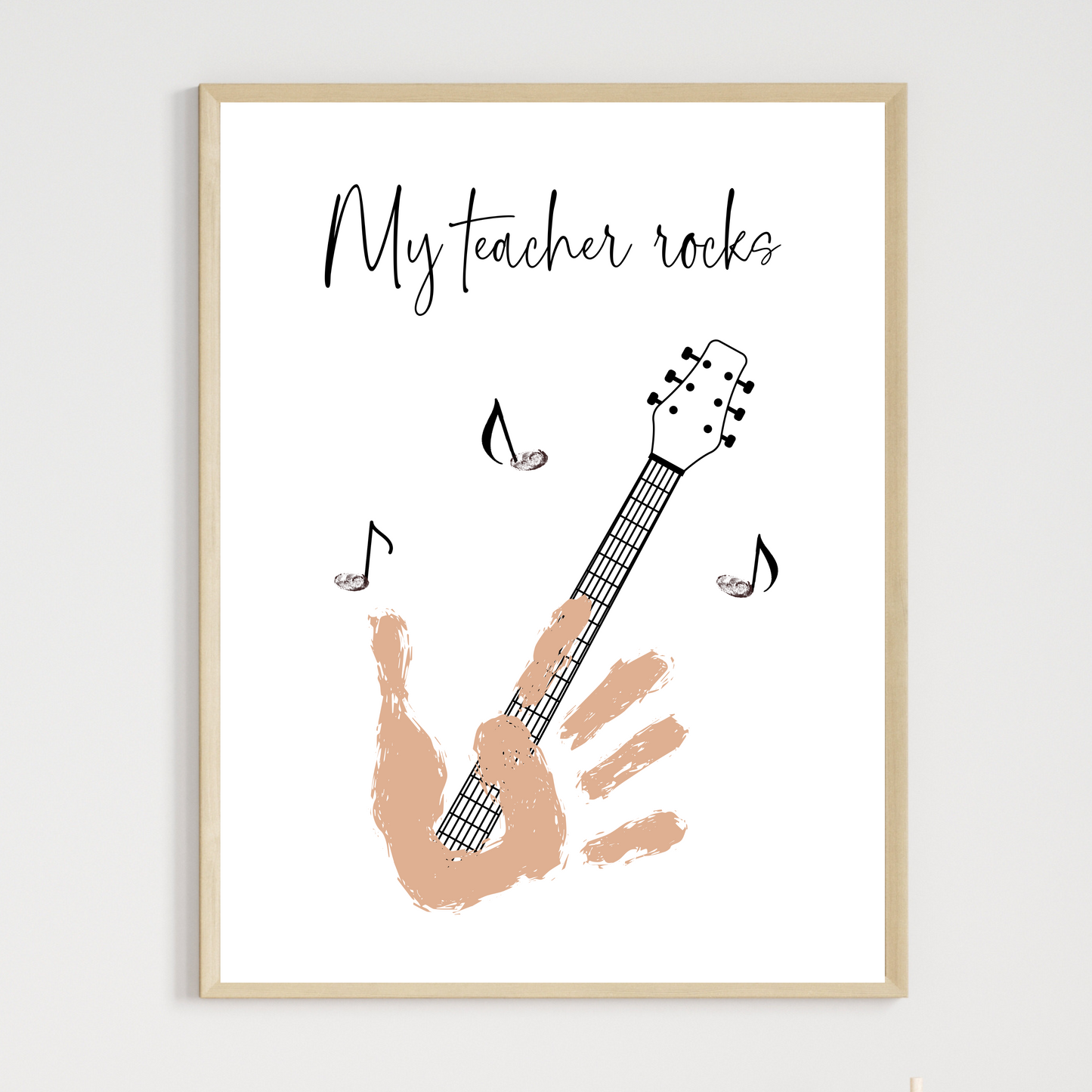 Teacher Appreciation Handprint Craft Kids Printable, DIY End of Year Gift Keepsake Guitar Art for Pre-K Kindergarten Preschool End Of School