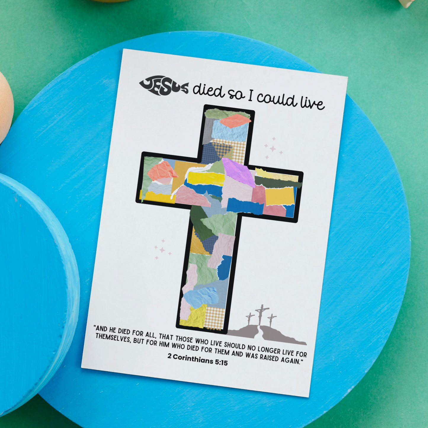 Christian Easter Torn Paper Craft Printable, DIY Keepsake Art for Kids Sunday School Church Preschool Activity Bible Lesson