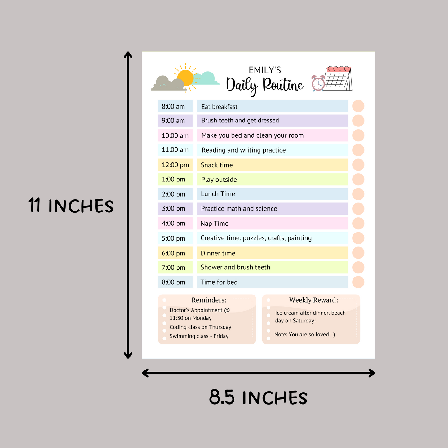 Editable Kids Daily Routine, Printable Chore Chart, Daily Schedule Template