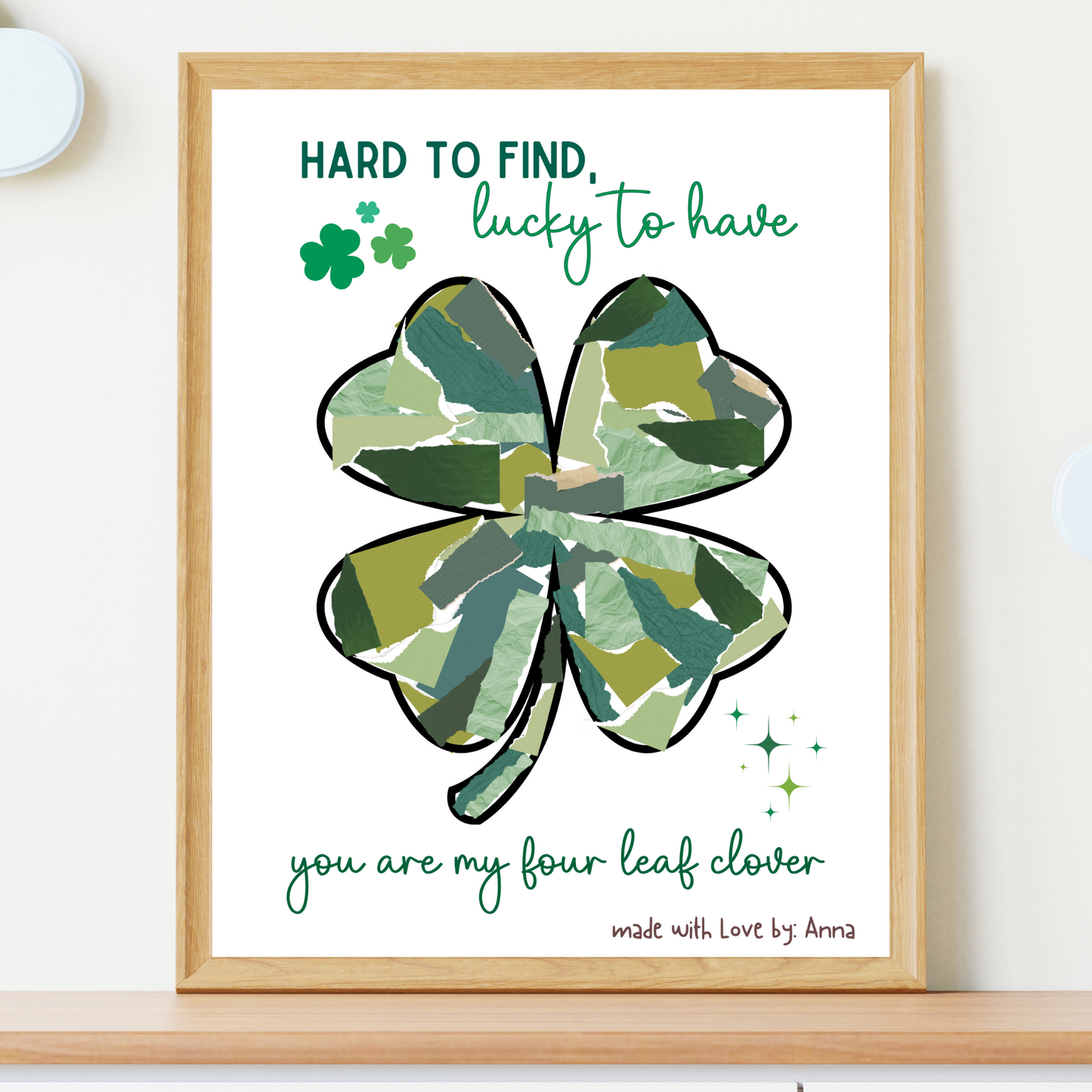 St Patricks Day Shamrock Craft Printable, DIY Clover Paper Art March Template for Kids Baby Toddler Child Nursery Activity Preschool Daycare