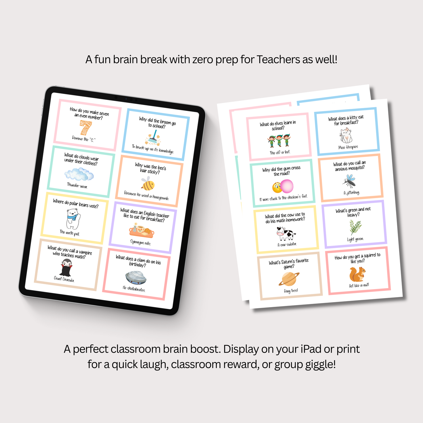 Lunchbox Jokes Cards for Kids Printable, Funny Lunch Box Notes