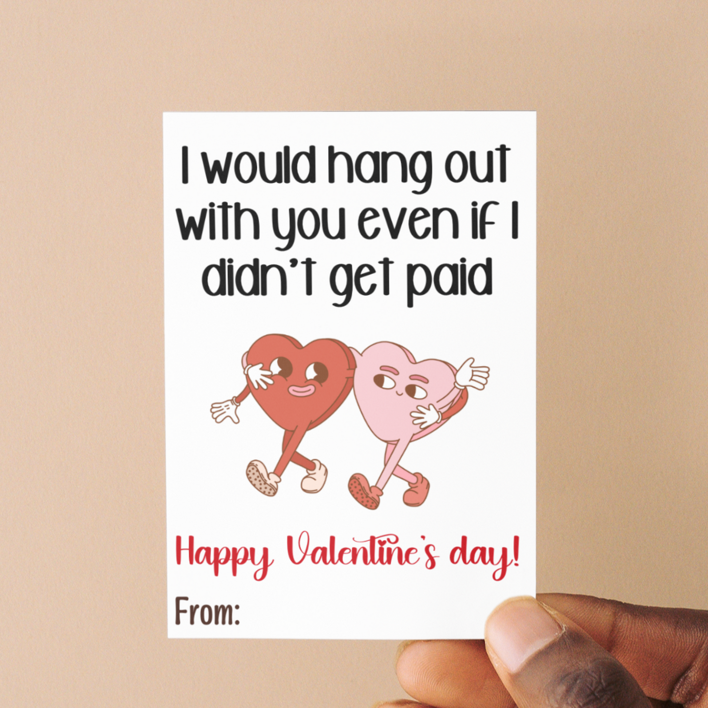 Funny Coworker Valentine's Day Retro Cards Printable, Workplace Office Party Gift for Colleague Staff Boss Employee