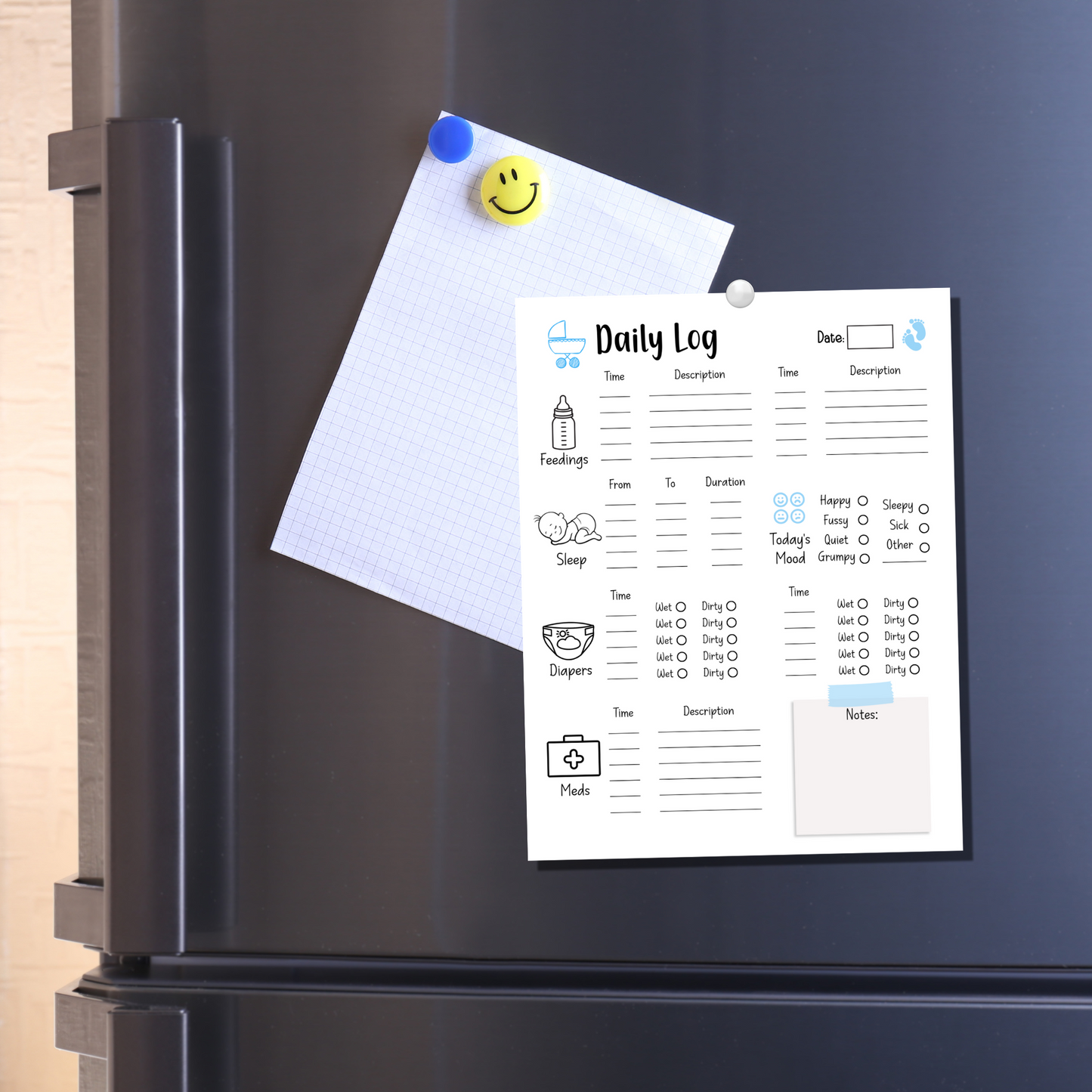 Infant Daily Log Printable, Baby Daycare Tracker Template, Nanny Log