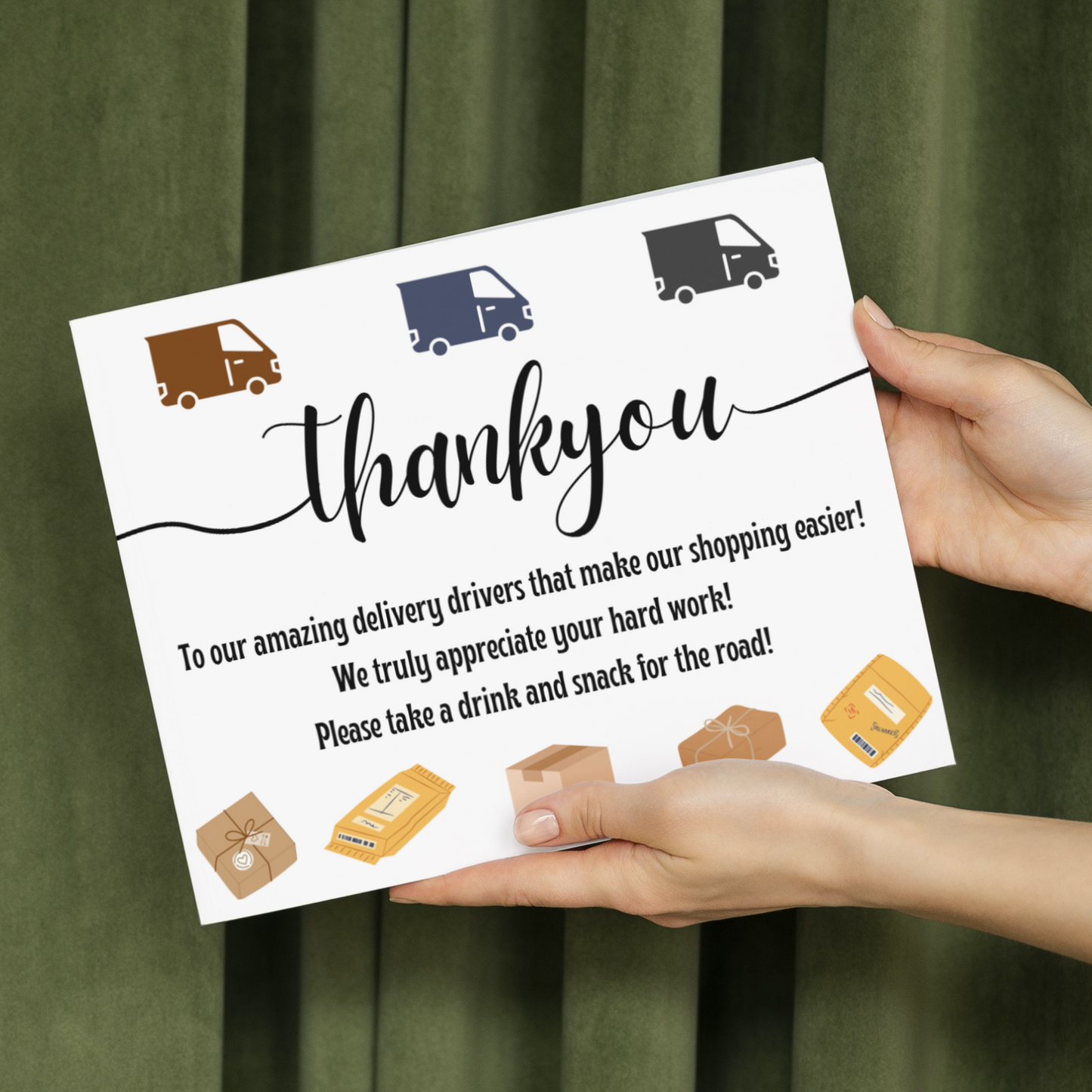 Thank You Treat Basket Printable Sign For Delivery Driver/ Mail Carrier