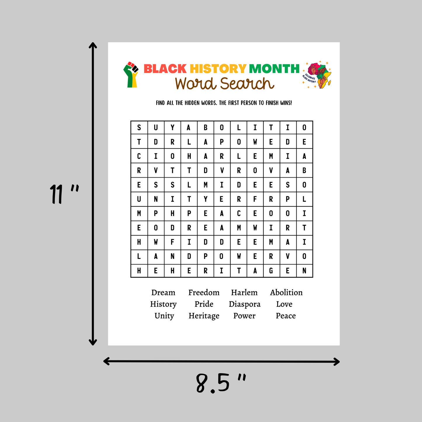Black History Month Games Printable, Historical African American Celebration Trivia Quiz Party Activity for Adults Kids Senior