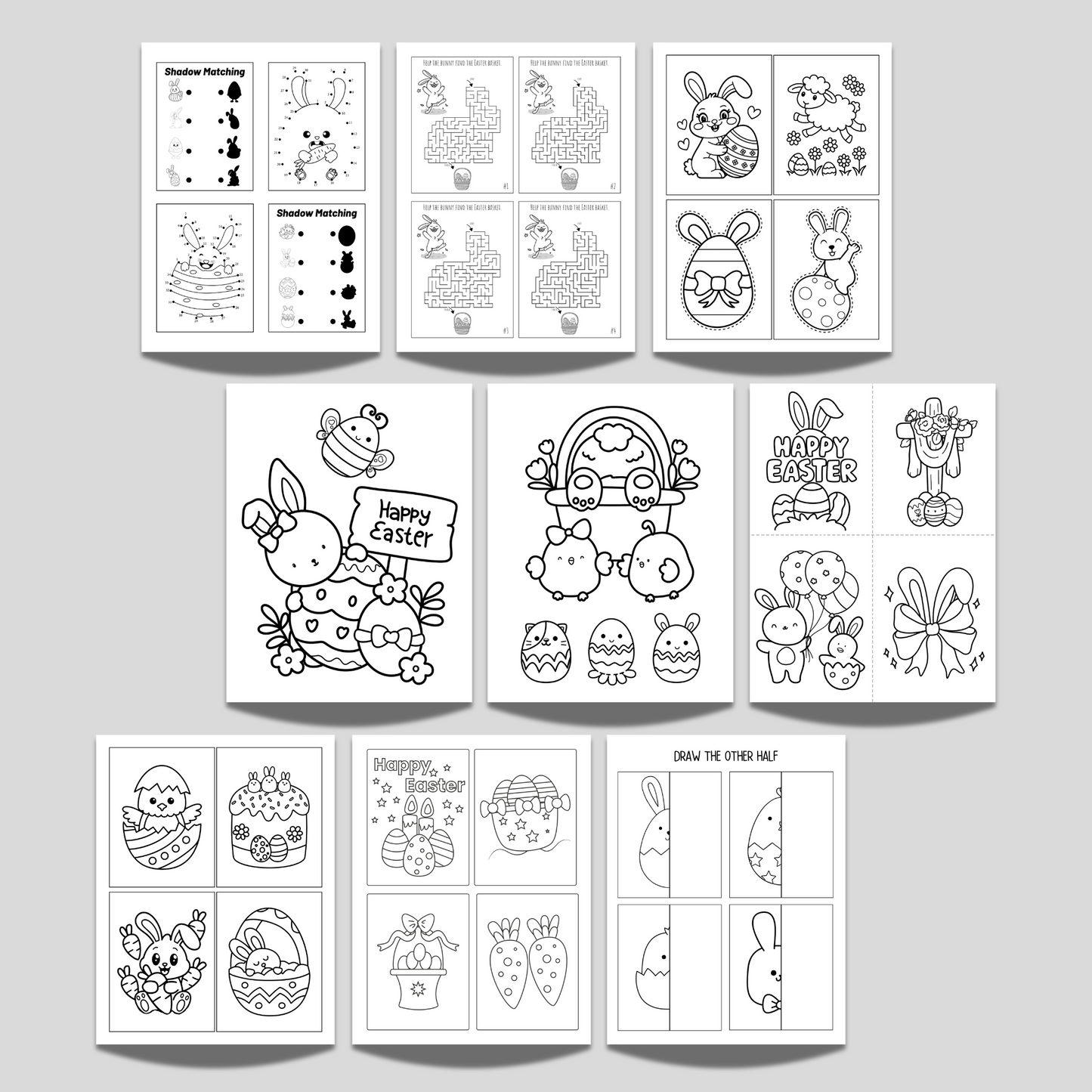 Easter Activity Pack Printable Games Bundle, Coloring Pages for Kids Preschool Daycare Homeschool Sunday School Sheet