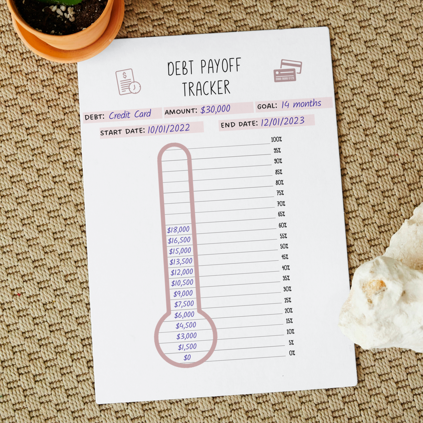 Debt Tracker Printable, Credit Card/ House/ Car/ Student Loan Payoff Tracker