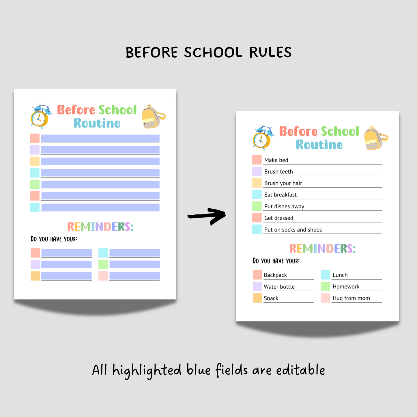 Editable School Planner Kids Printable, Back To School Bundle