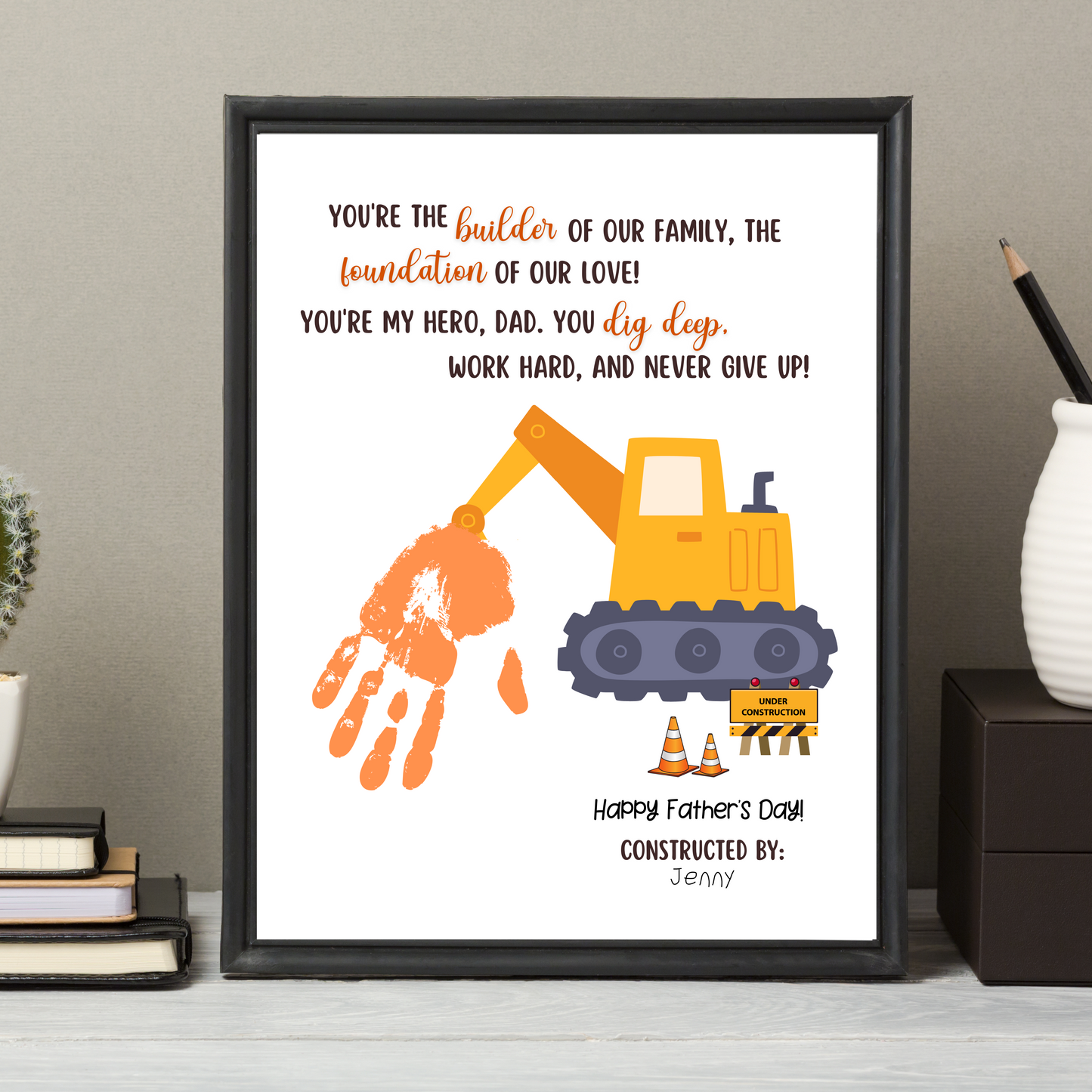 Fathers Day Handprint Craft for Kids Printable DIY Dad Card Hand Art Activity Personalized Birthday Gift from Baby Toddler Preschool Daycare