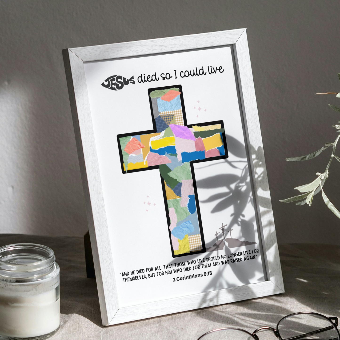 Christian Easter Torn Paper Craft Printable, DIY Keepsake Art for Kids Sunday School Church Preschool Activity Bible Lesson
