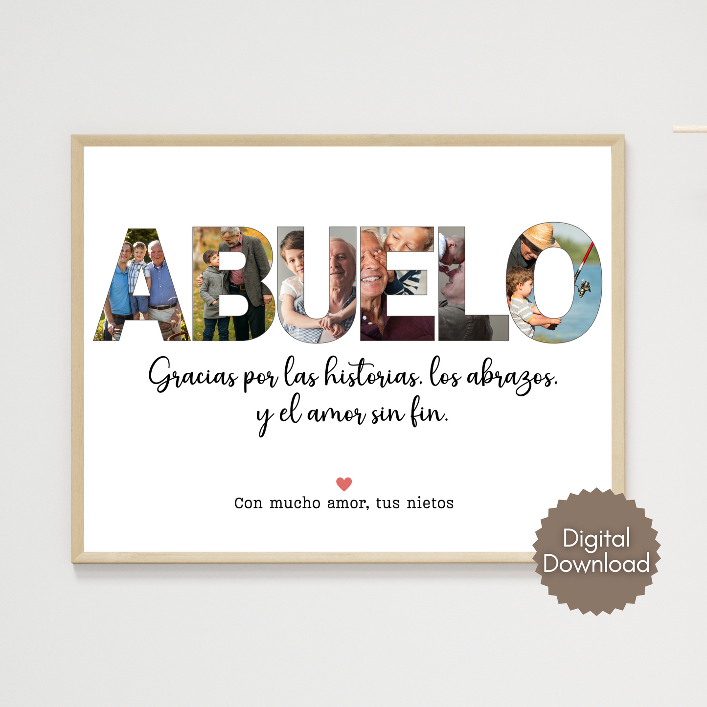 Custom Abuelo Photo Collage Printable, Personalized Grandpa Gift from Grandkids