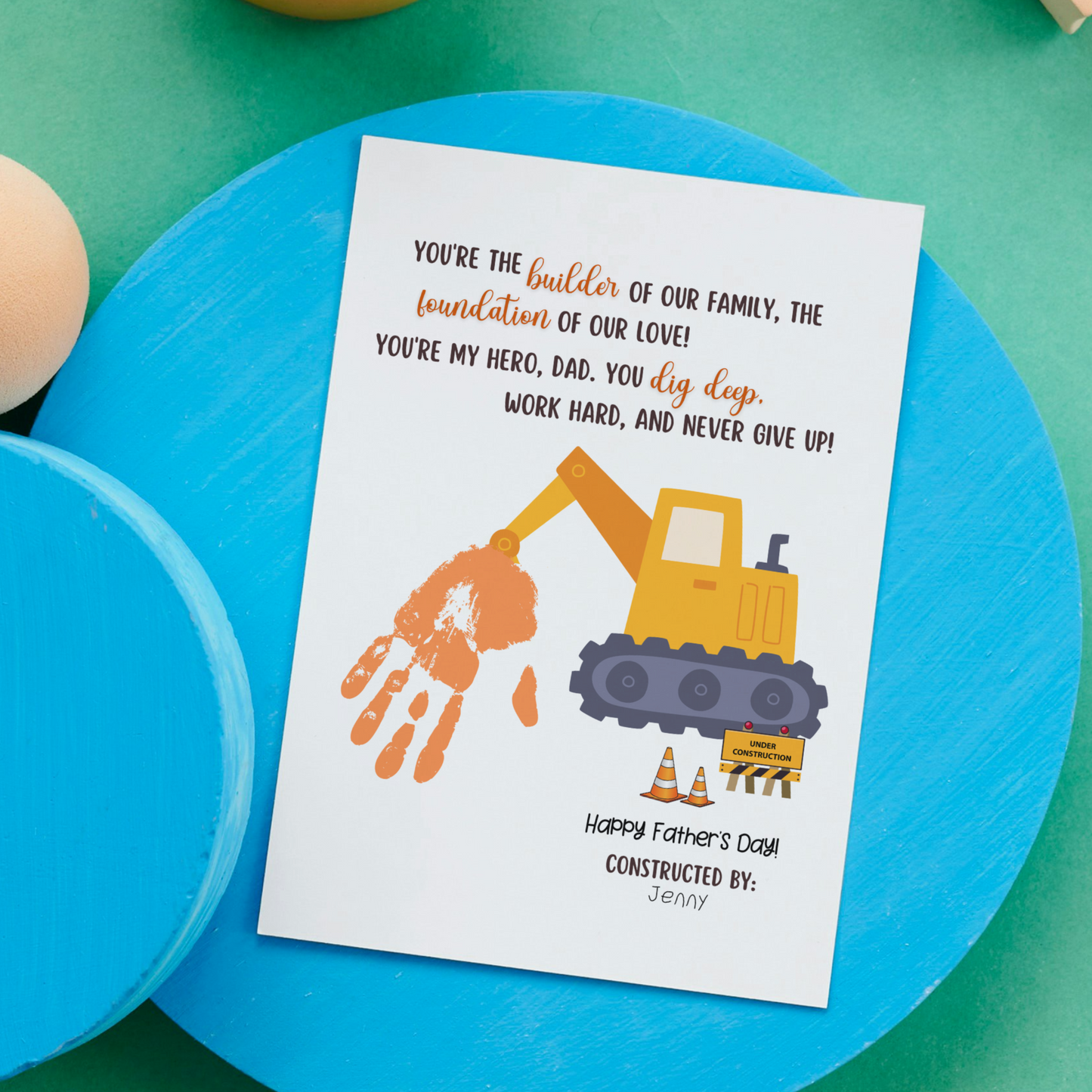 Fathers Day Handprint Craft for Kids Printable DIY Dad Card Hand Art Activity Personalized Birthday Gift from Baby Toddler Preschool Daycare