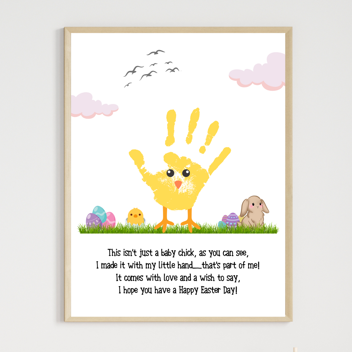 Baby Chick Happy Easter Poem Handprint Craft for Kids Printable, DIY Spring Art Activity Keepsake Personalized Gift