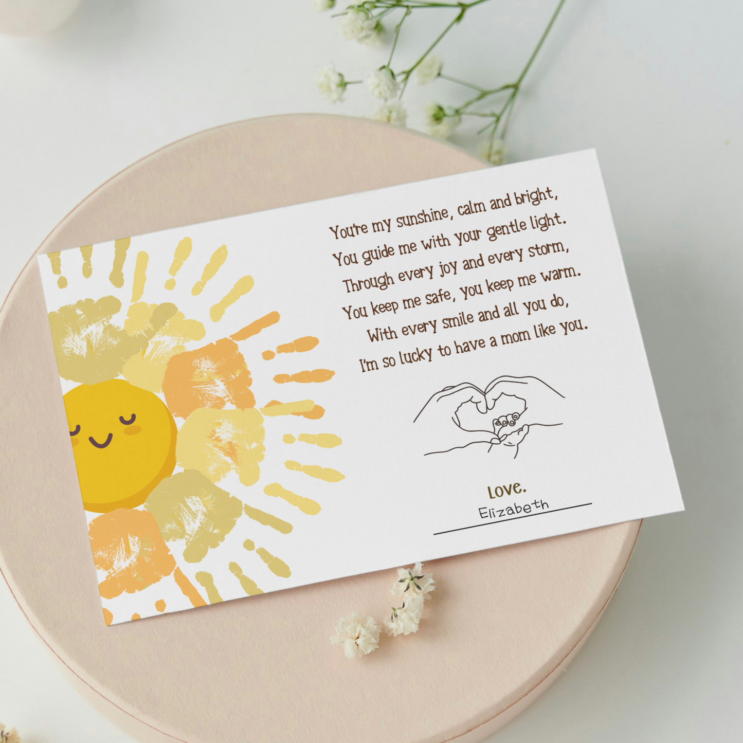 Mothers Day Poem Handprint Craft for Kids Printable, DIY Wall Art Birthday Gift Mom