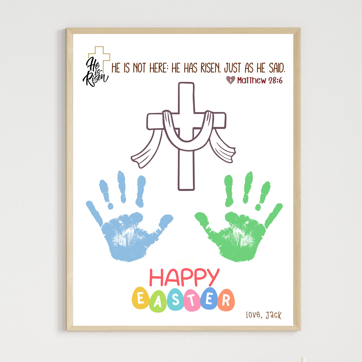 Christian Easter Handprint Craft Printable, DIY Religious Art Kids Sunday School Church Preschool Activity Bible Lesson