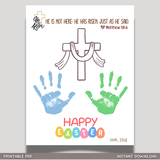 Christian Easter Handprint Craft Printable, DIY Religious Art Kids Church Activity