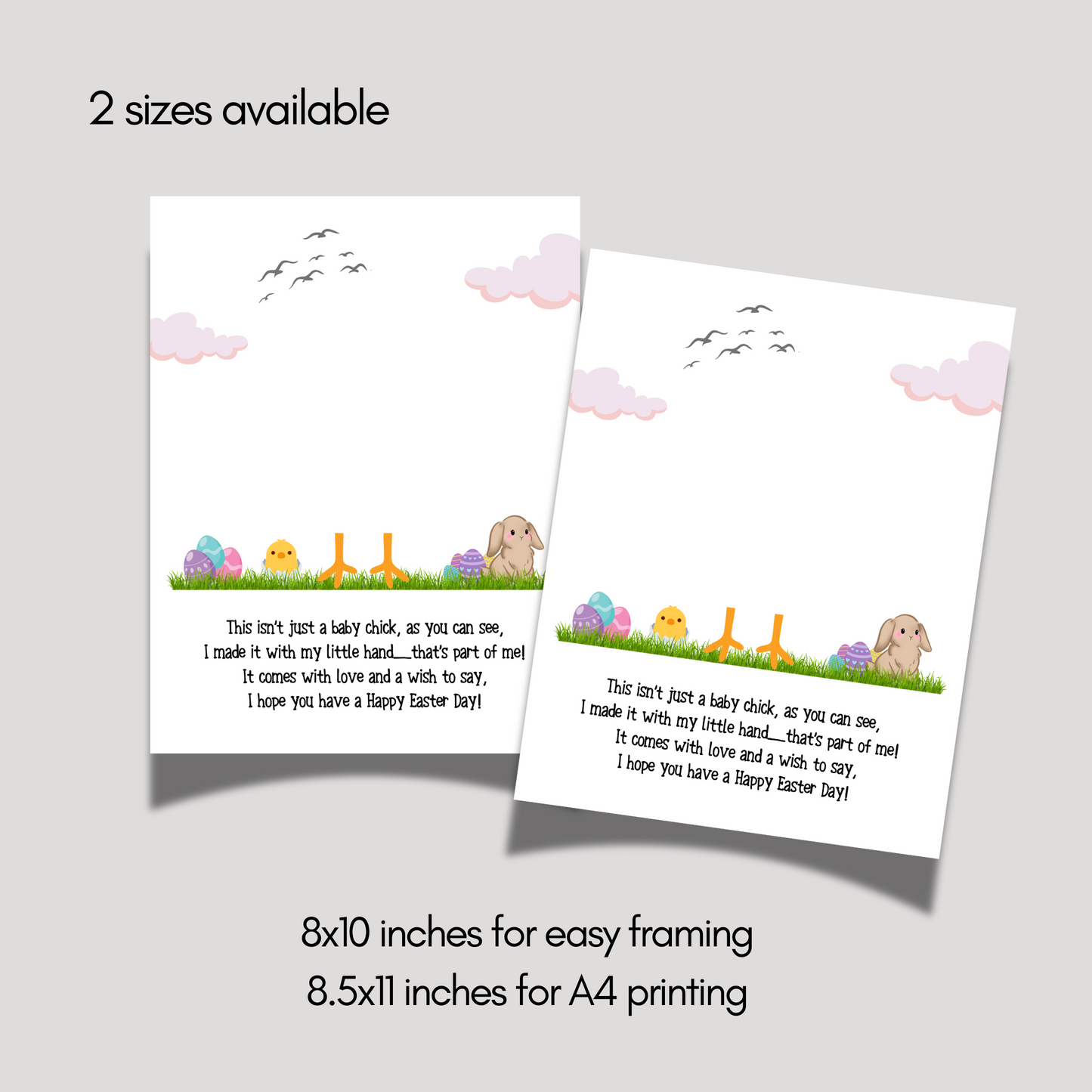 Baby Chick Happy Easter Poem Handprint Craft for Kids Printable, DIY Spring Art Activity Keepsake Personalized Gift