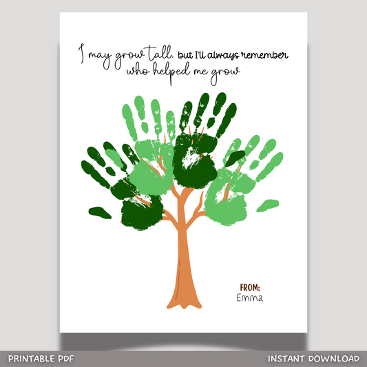 Teacher Appreciation Handprint Craft Kids Printable, DIY End of Year Gift Keepsake