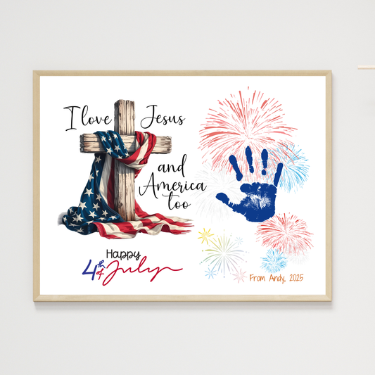 Christian 4th of July Handprint Craft Printable, DIY Art Sunday School Activity