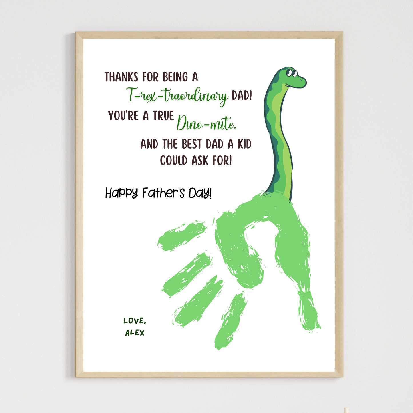 Fathers Day Handprint Craft for Kids Printable, DIY Dad Card Dino Art Activity Personalized Birthday Gift from Baby Toddler Preschool Daycare