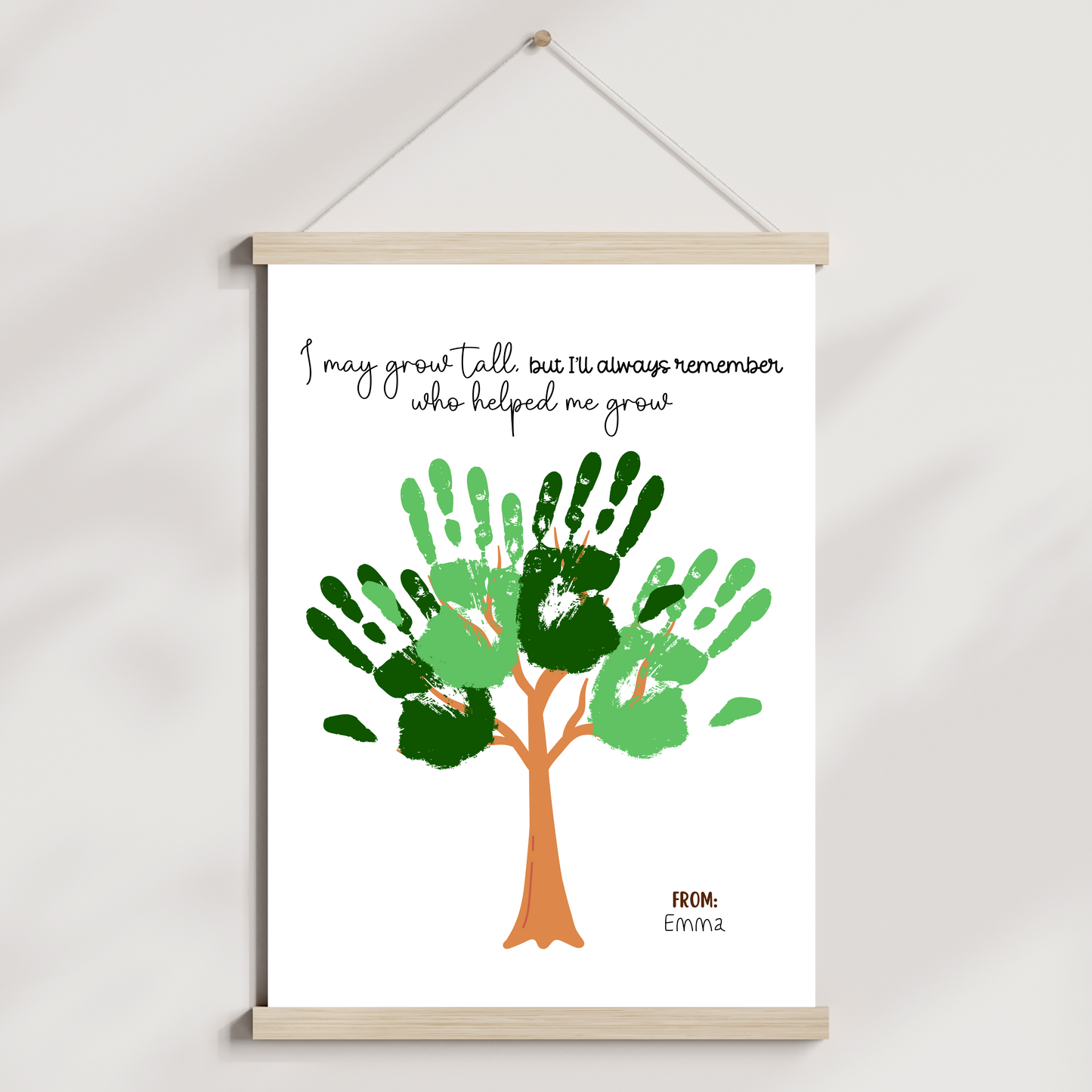 Teacher Appreciation Handprint Craft Kids Printable, DIY End of Year Gift Keepsake Tree Art for Pre-K Kindergarten Preschool End Of School