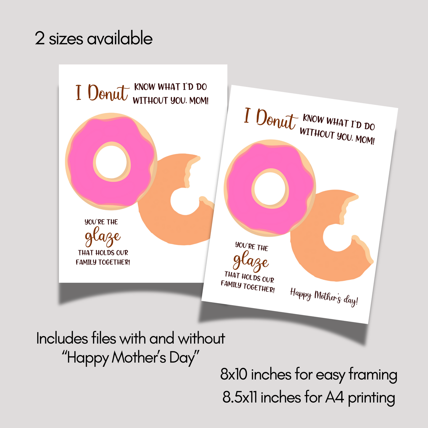 Donut Mothers Day Handprint Fingerprint Craft for Kids Printable, Card Art Activity Personalized Mom Birthday Gift