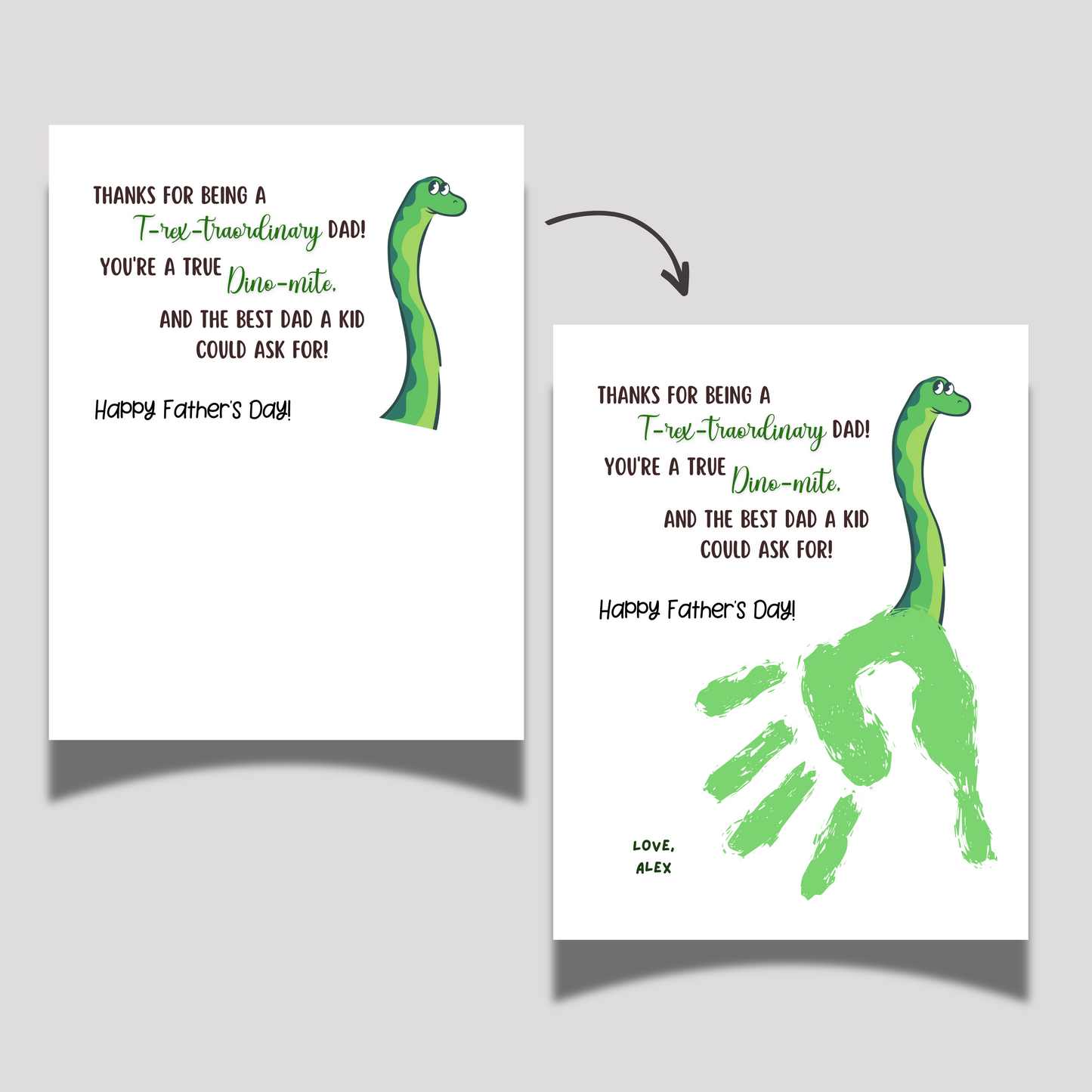Fathers Day Handprint Craft for Kids Printable, DIY Dad Card Dino Art Activity Personalized Birthday Gift from Baby Toddler Preschool Daycare