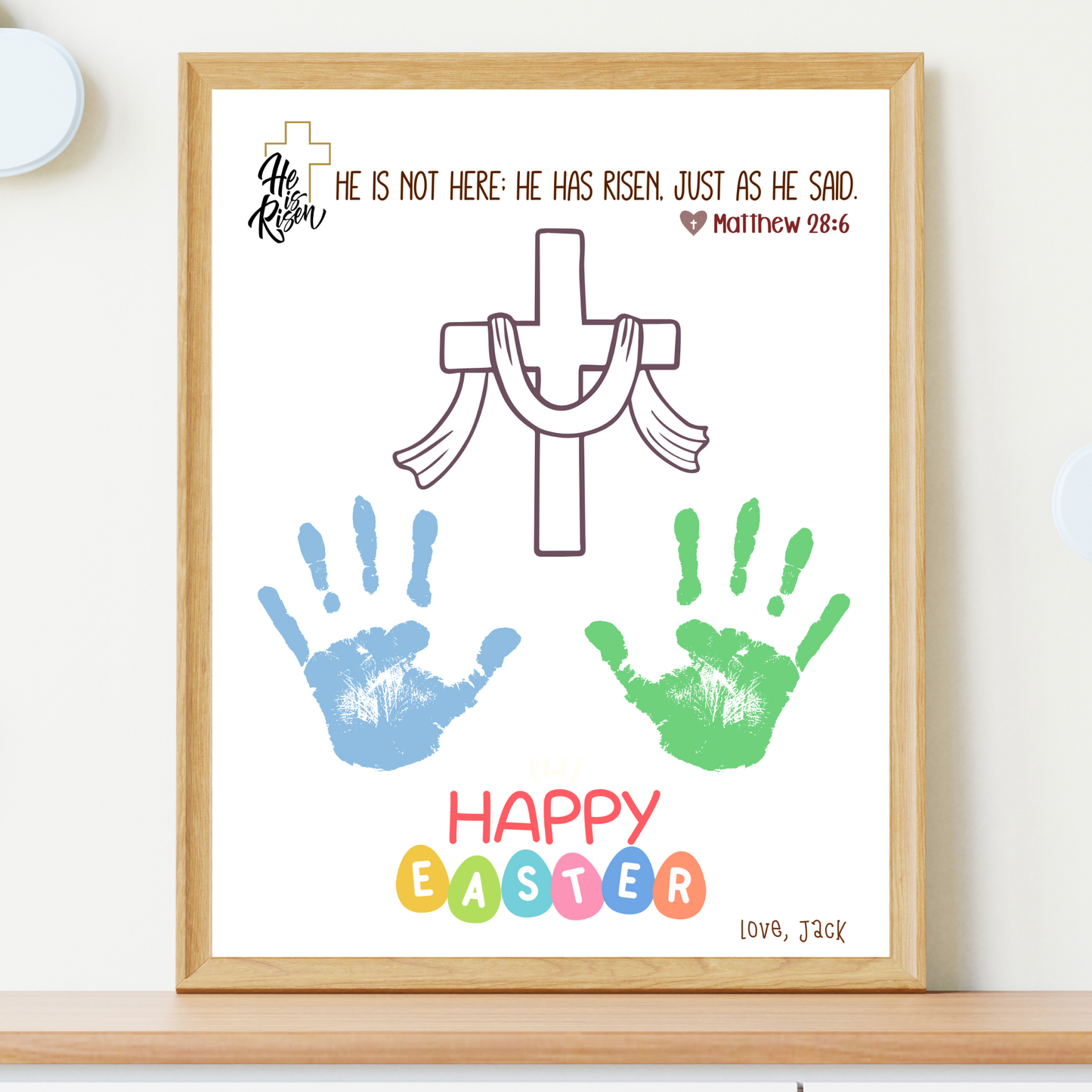 Christian Easter Handprint Craft Printable, DIY Religious Art Kids Sunday School Church Preschool Activity Bible Lesson