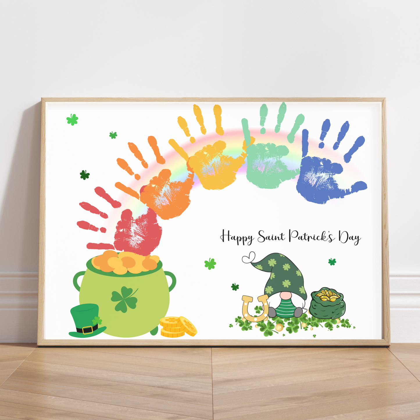 St Patricks Day Handprint Craft Printable, DIY St. Pattys Art Keepsake for Kids Baby Toddler Activity