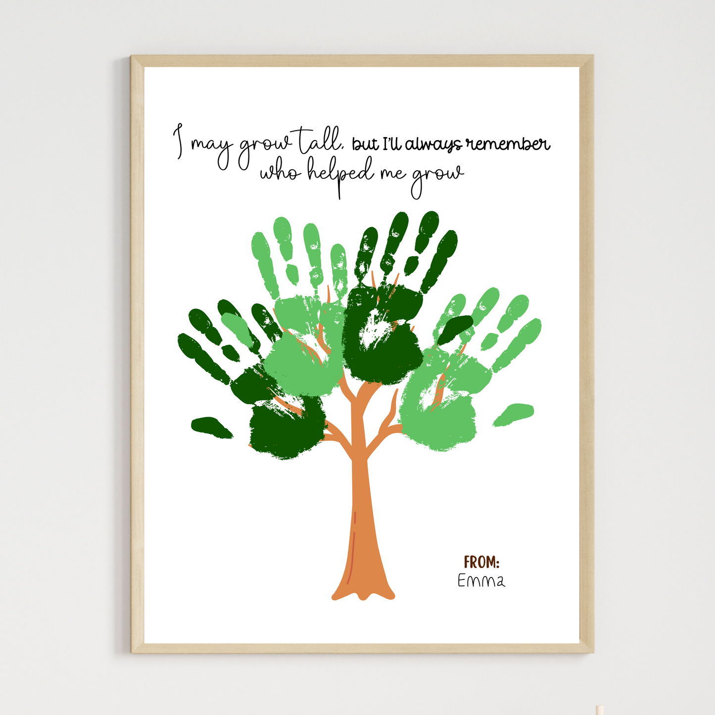 Teacher Appreciation Handprint Craft Kids Printable, DIY End of Year Gift Keepsake Tree Art for Pre-K Kindergarten Preschool End Of School