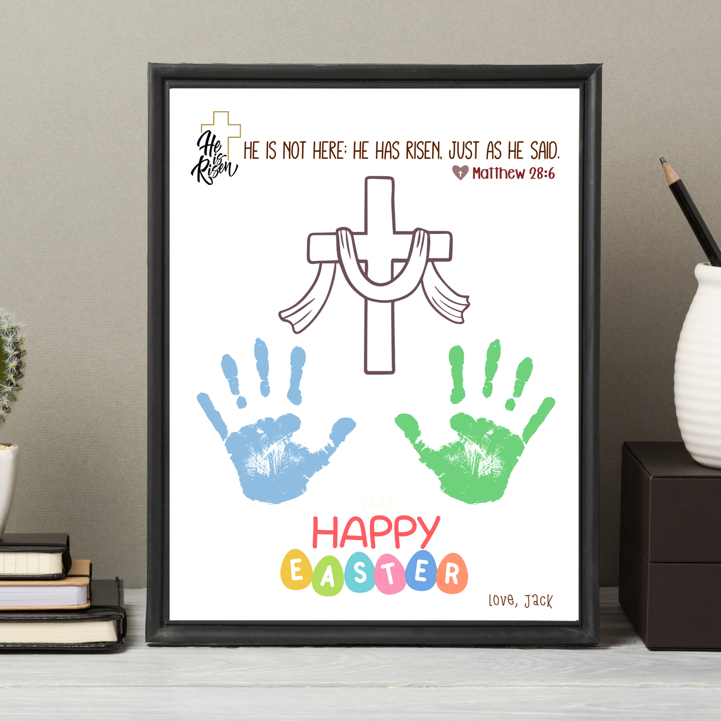 Christian Easter Handprint Craft Printable, DIY Religious Art Kids Sunday School Church Preschool Activity Bible Lesson