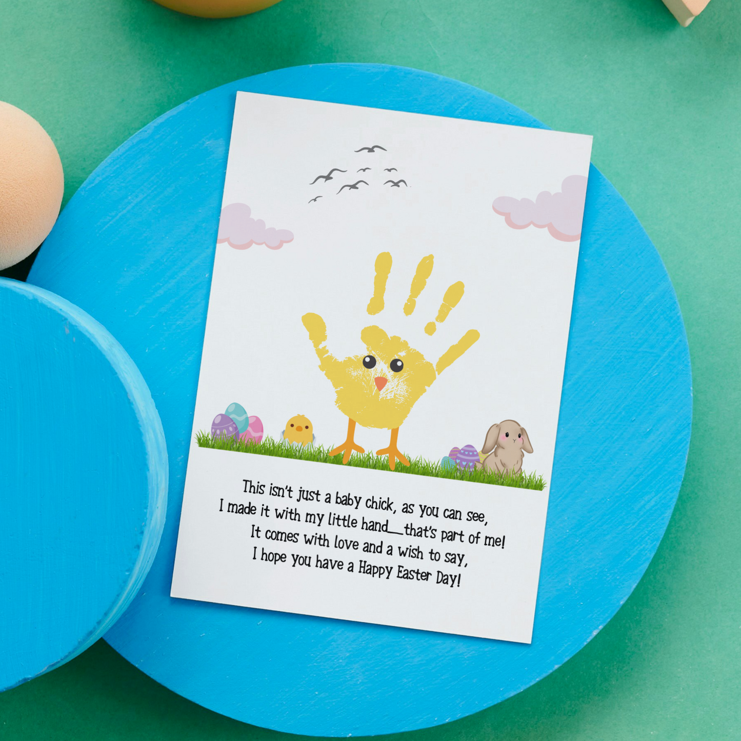 Baby Chick Happy Easter Poem Handprint Craft for Kids Printable, DIY Spring Art Activity Keepsake Personalized Gift
