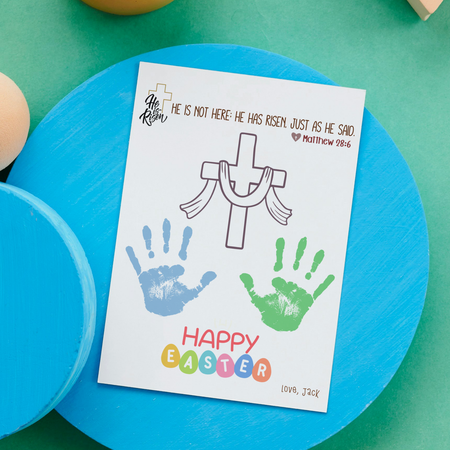 Christian Easter Handprint Craft Printable, DIY Religious Art Kids Sunday School Church Preschool Activity Bible Lesson