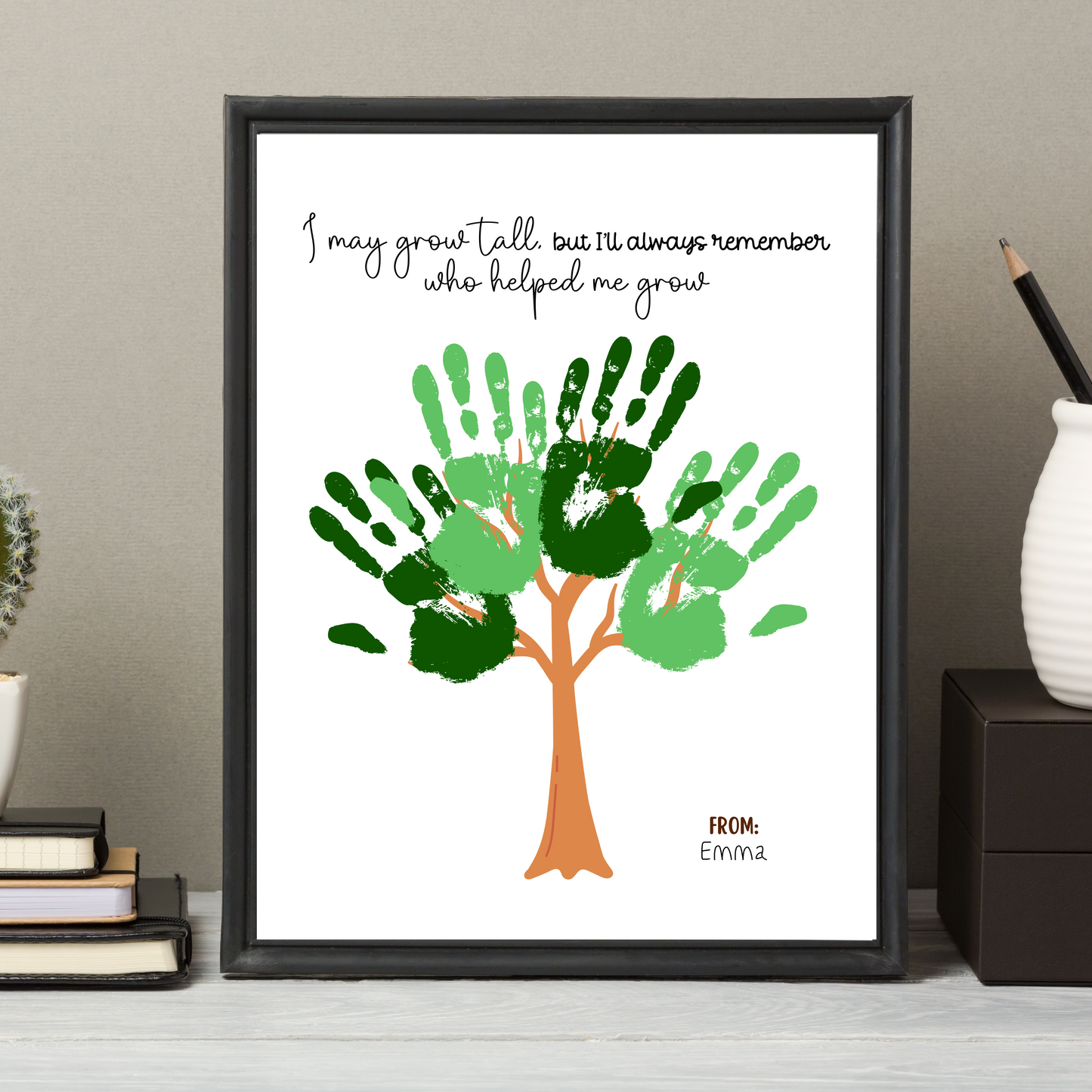 Teacher Appreciation Handprint Craft Kids Printable, DIY End of Year Gift Keepsake Tree Art for Pre-K Kindergarten Preschool End Of School