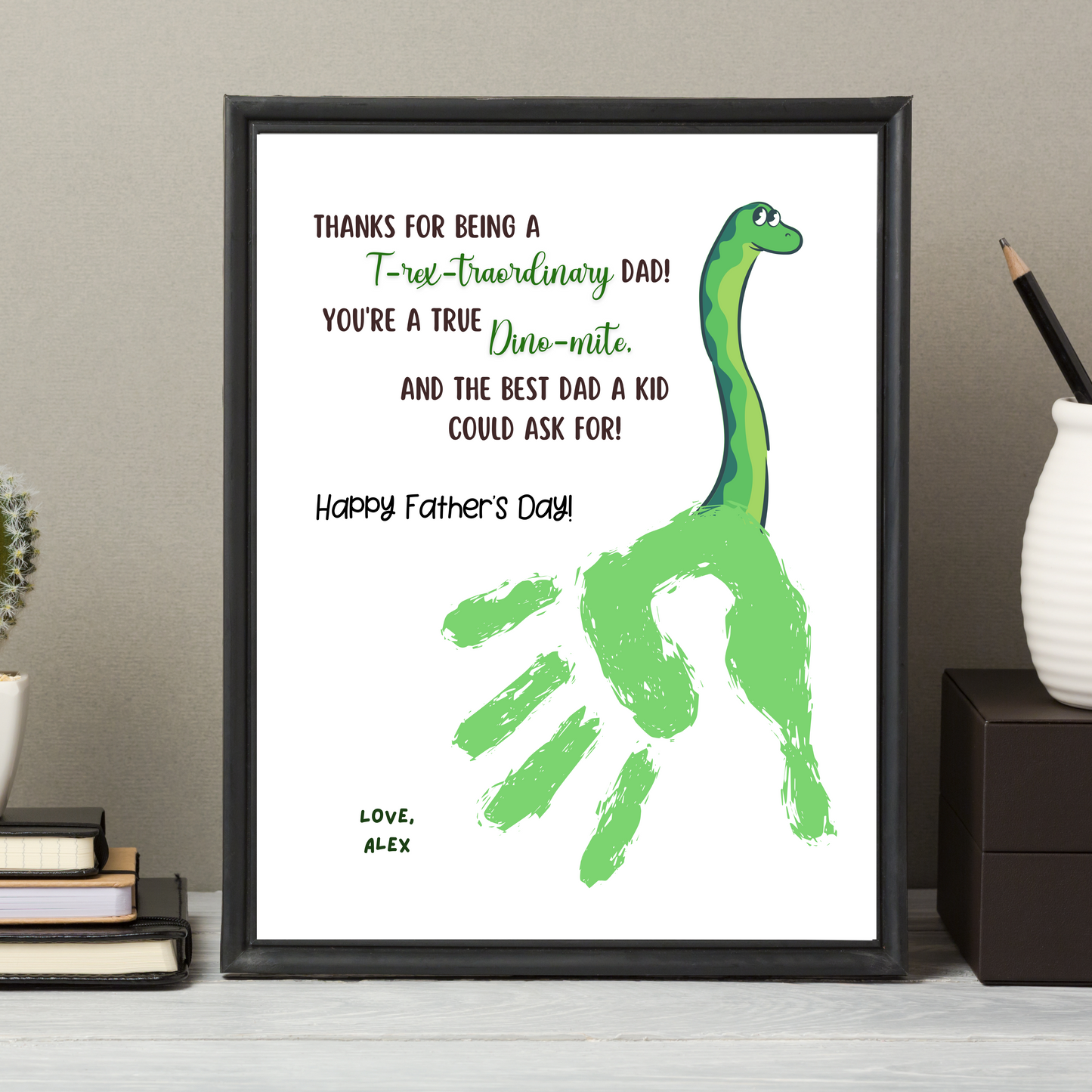 Fathers Day Handprint Craft for Kids Printable, DIY Dad Card Dino Art Activity Personalized Birthday Gift from Baby Toddler Preschool Daycare