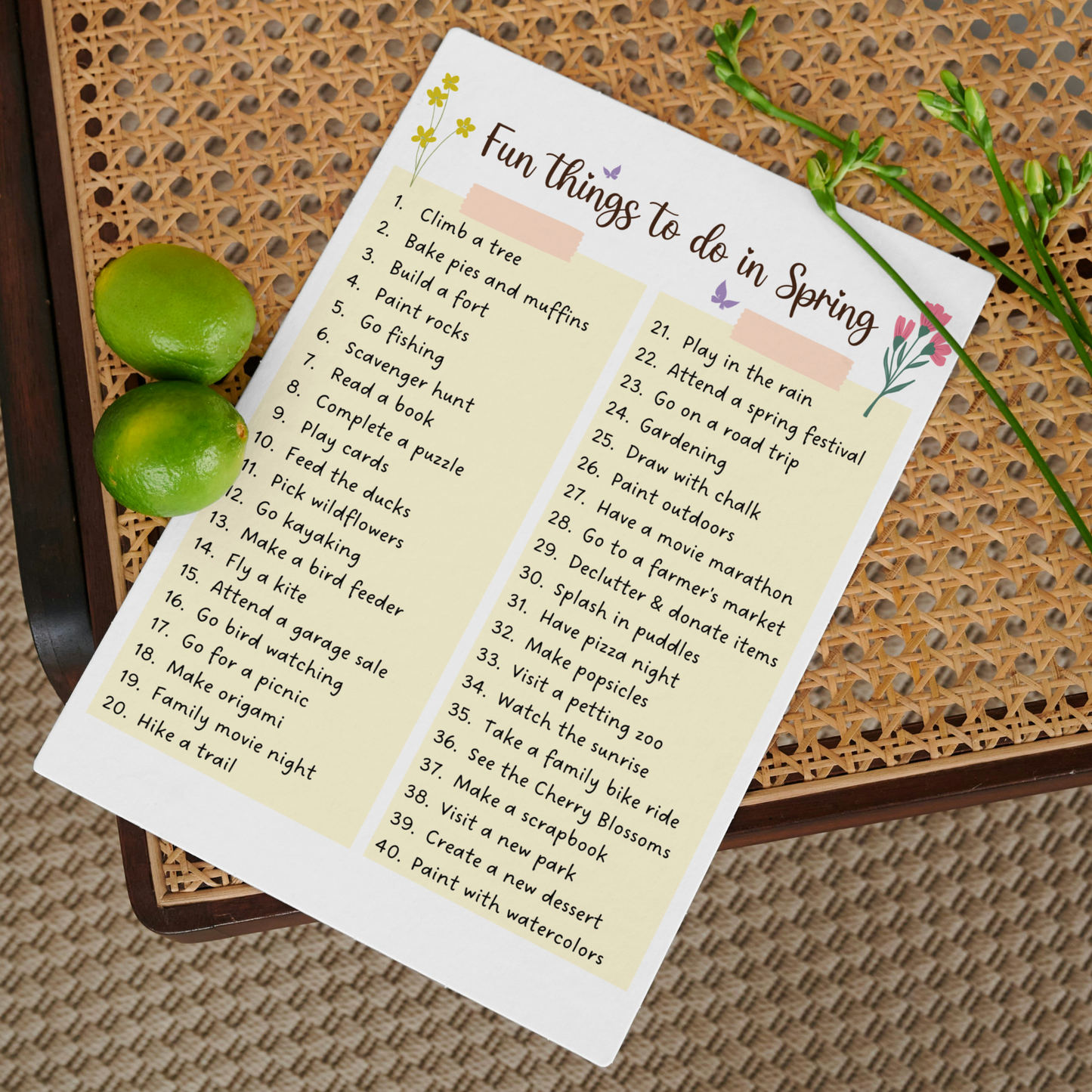 Editable Spring Bucket List, Printable Spring Activities Kids & Adults
