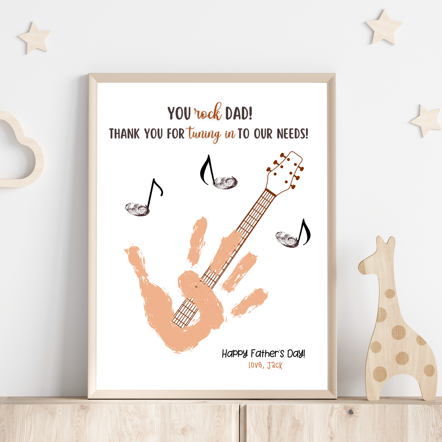 Father's Day Handprint Craft for Kids Printable DIY Dad Card Art Activity Personalized Birthday Gift from Baby Toddler Preschool Daycare