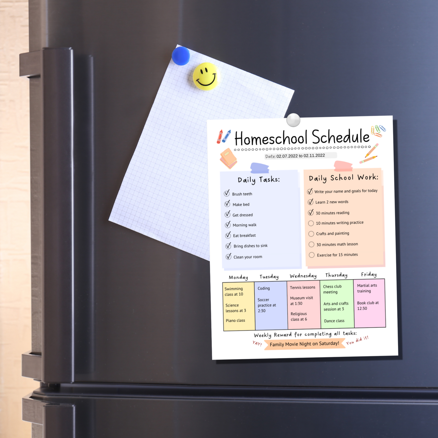 Editable Homeschool Schedule Printable For Kids, Preschool Lesson Planner