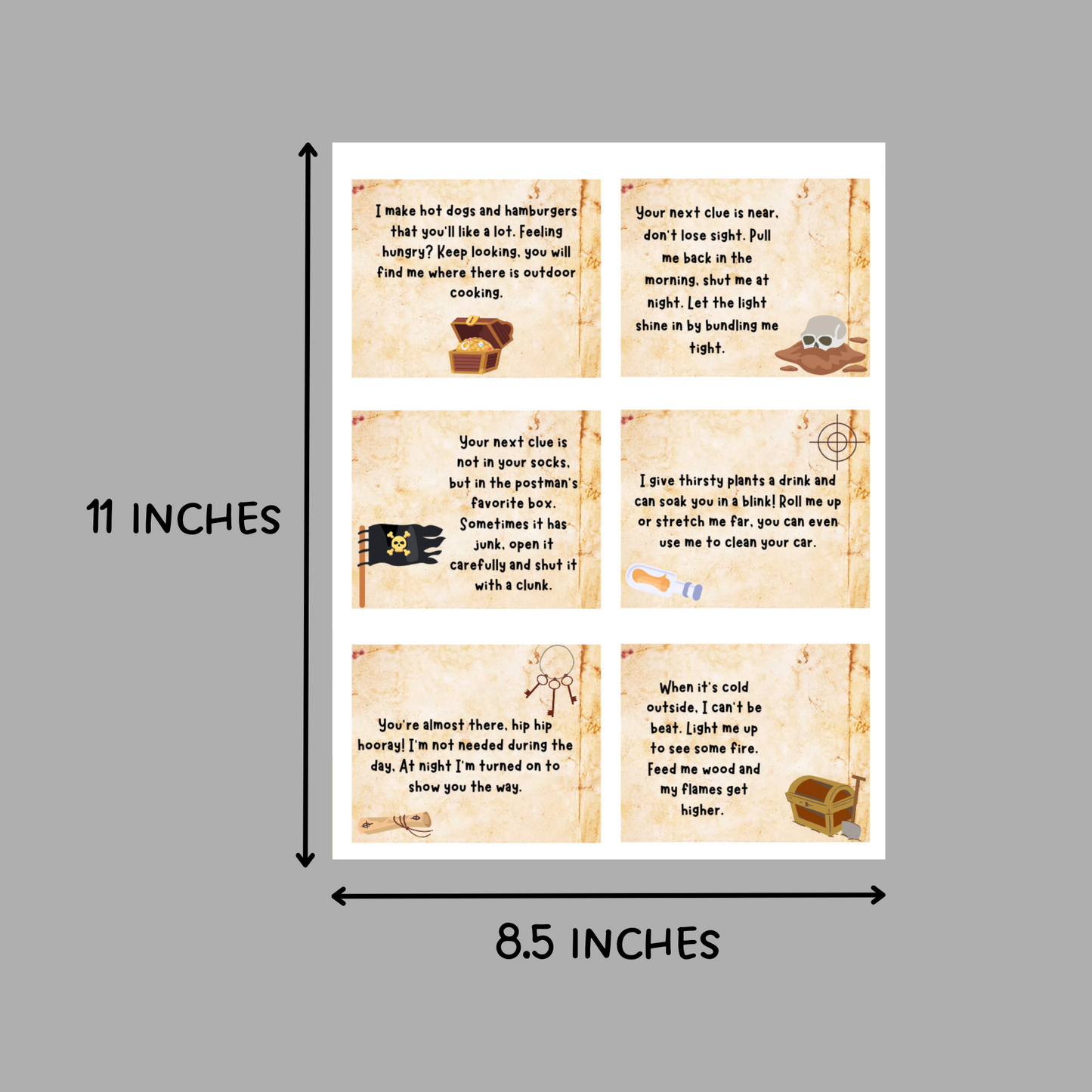 Indoor & Outdoor Treasure Hunt For Kids, Scavenger Hunt Clues Printable