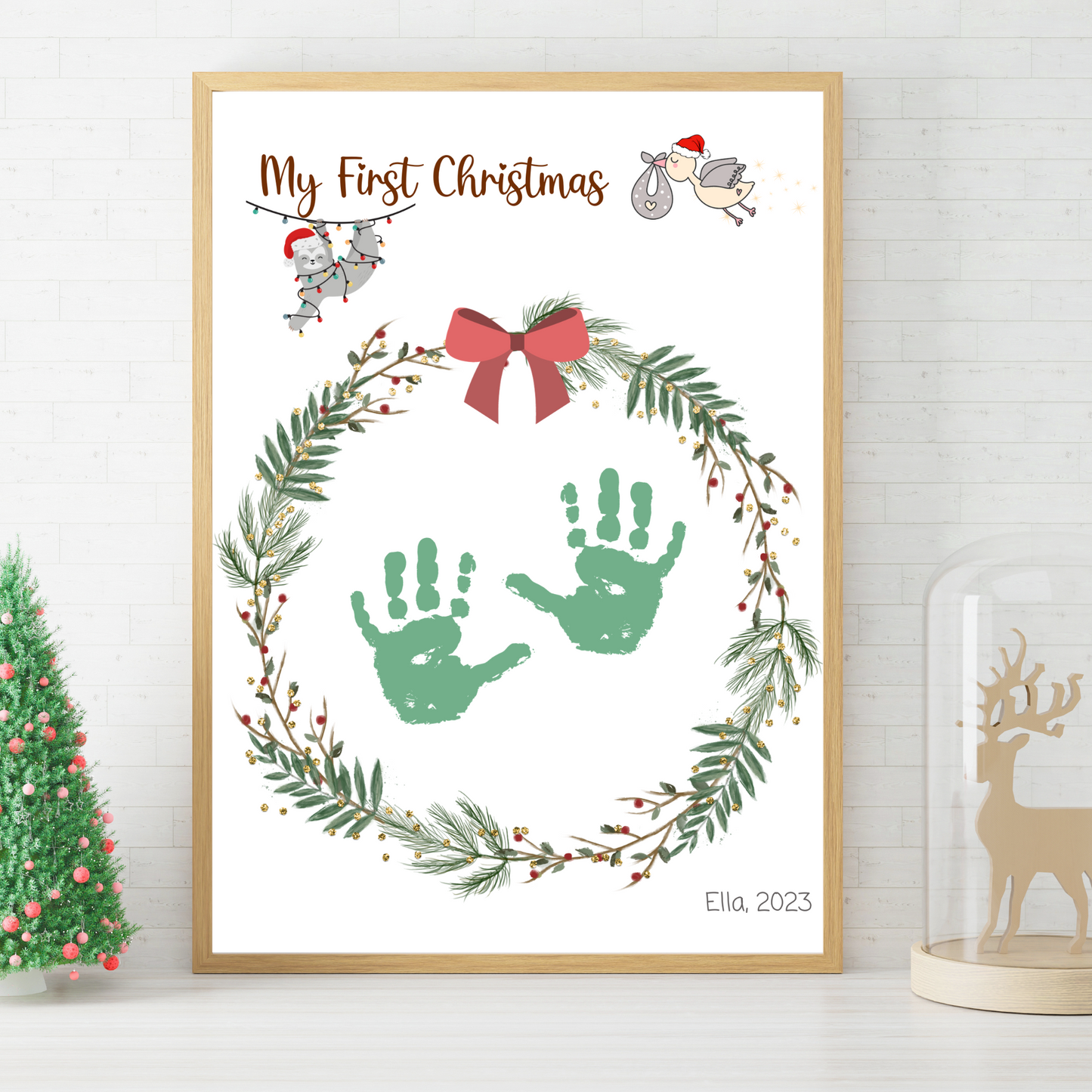 Christmas Handprint Footprint Art & Crafts Printable For Baby, Toddler, Kids