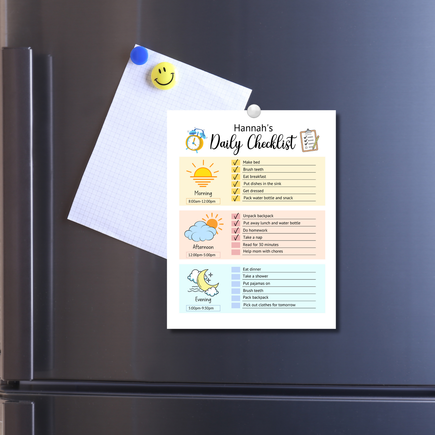 Kids Daily Checklist Printable, Editable Chore Chart, Daily Routine Schedule