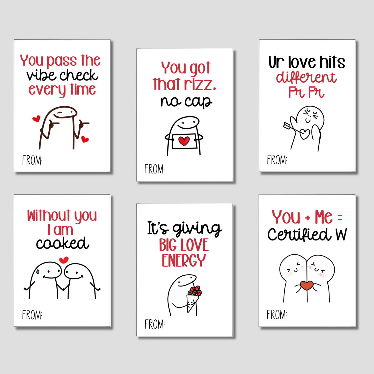 Slang Valentine's Day Cards Printable, Funny Classroom School Gifts