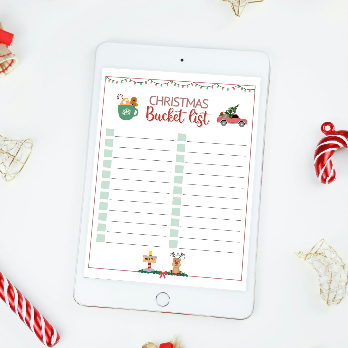 Christmas Bucket List Editable & Printable, Xmas Holiday Family Activity