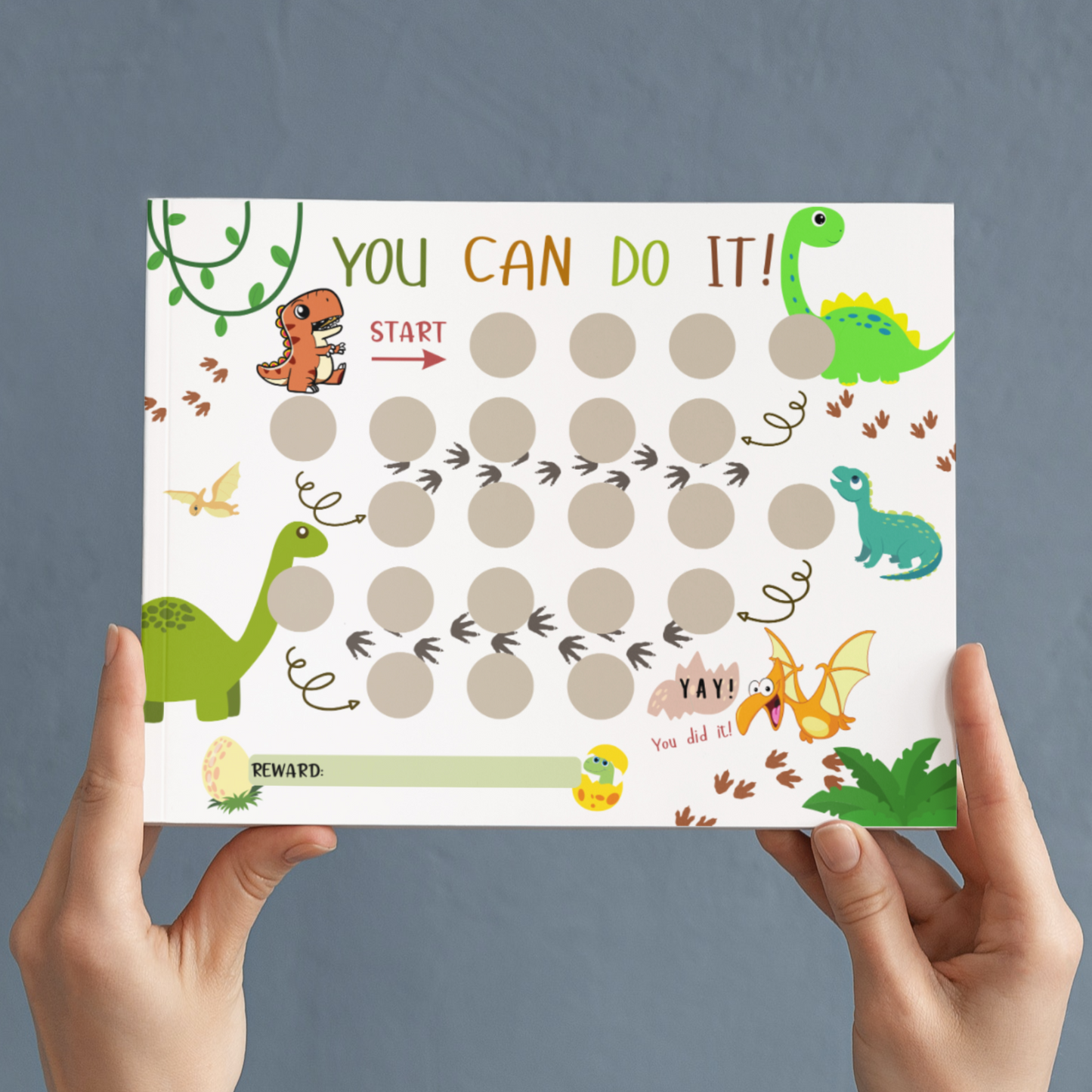Dinosaur Reward Chart For Kids, Printable T-Rex Behavior Sticker Chore Chart