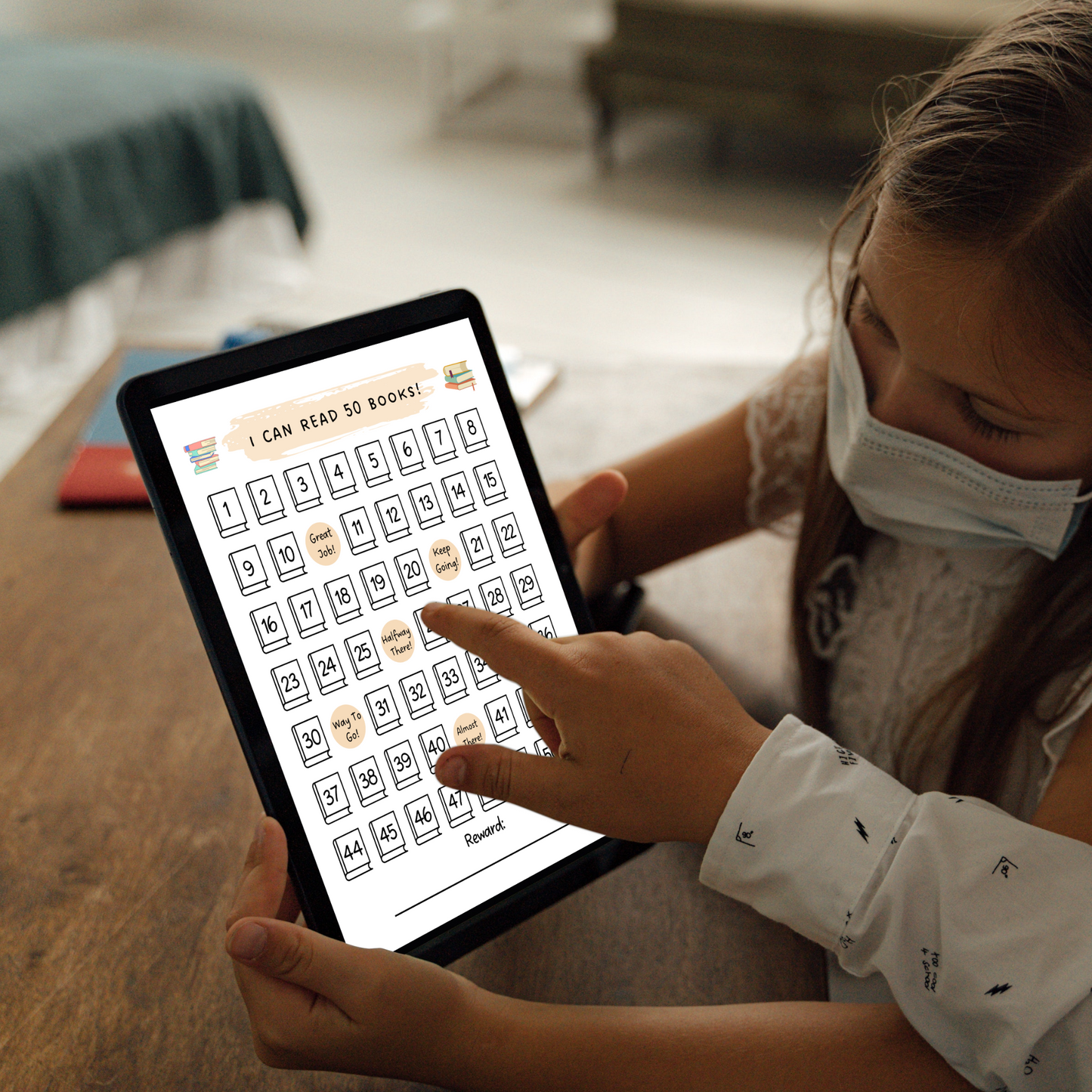 Printable Reading Chart Kids, Reading Log Tracker 50 & 100 Books