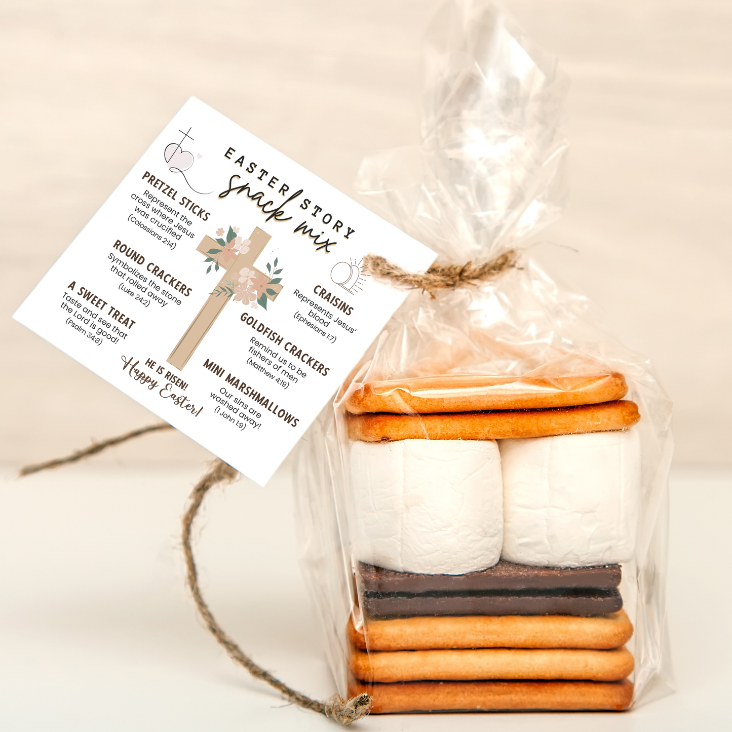 Easter Story Snack Mix Printable, Holy Week Treat Basket Gift Tags Religious Christian Resurrection Activity