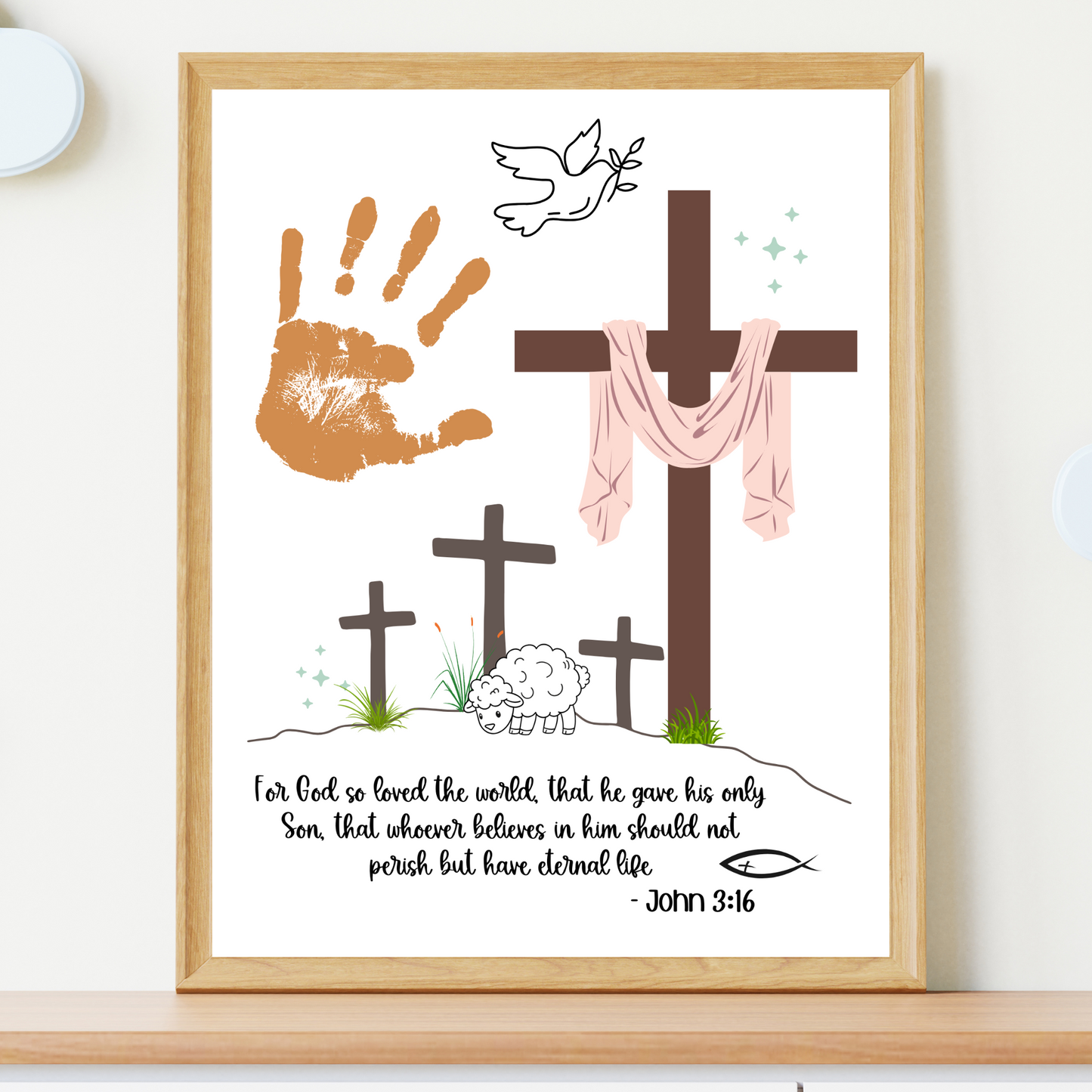 Christian Easter Handprint Craft Printable, Religious DIY Art for Kids Sunday School Activity