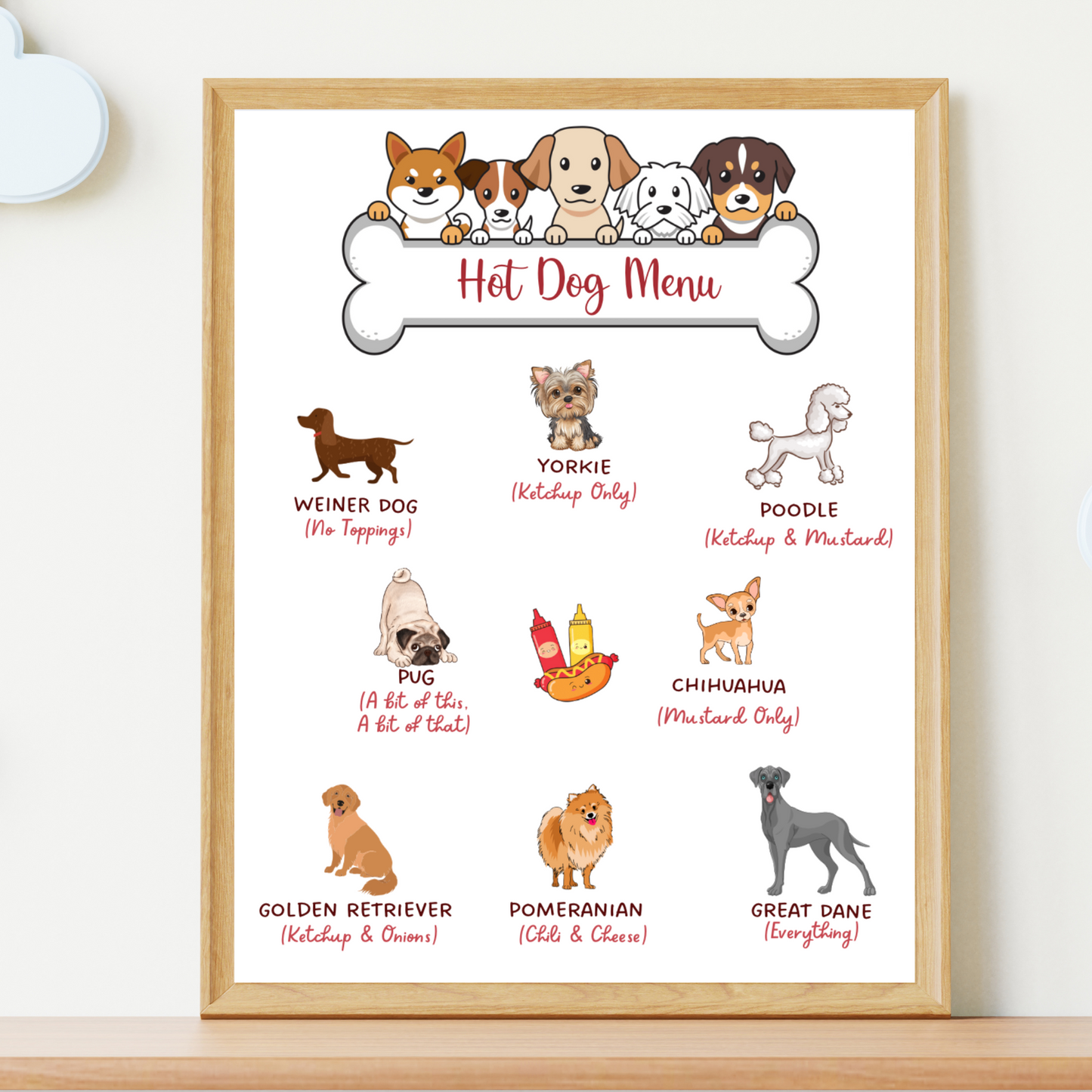 Hot Dog Bar Menu Sign Printable, Puppy Dog Birthday Party Decorations